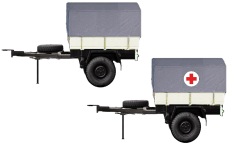 NPE Modellbau NA88323 - H0 Anhänger Pritsche/Plane - DRK (2 Stück)